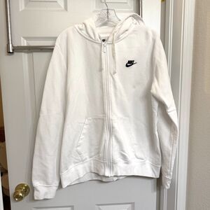 Nike Sportswear Club Fleece Full-Zip Hoodie White Black Swoosh XL